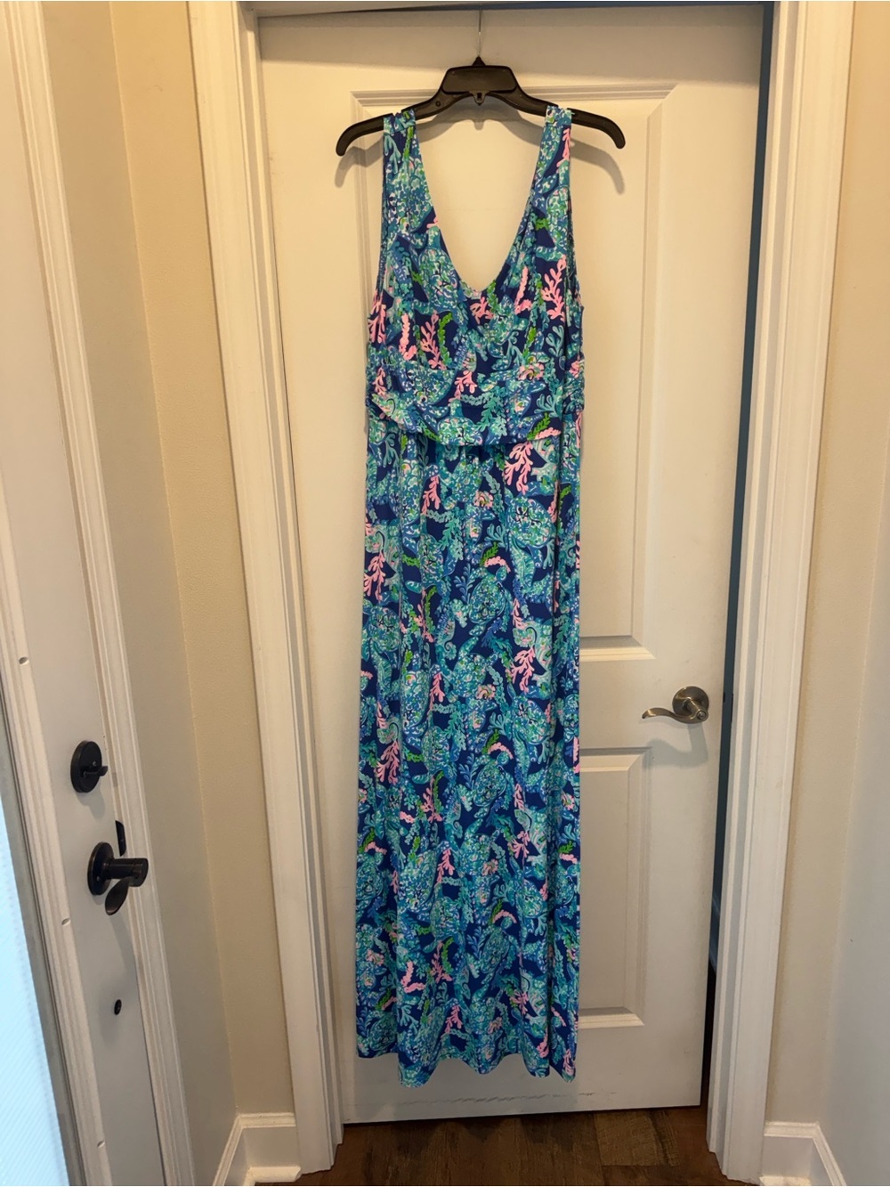 NWT Lilly Pulitzer Navy Dress with Pink and Teal Tropical Print - Picture 6 of 6